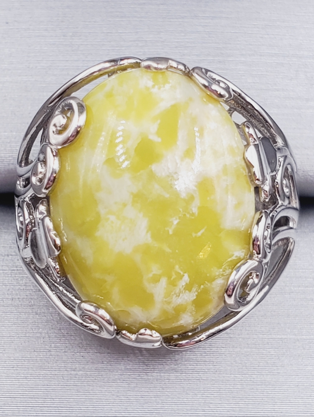 Connemara Marble 925 Sterling Silver 4 Leaf Clover Statement Ring
